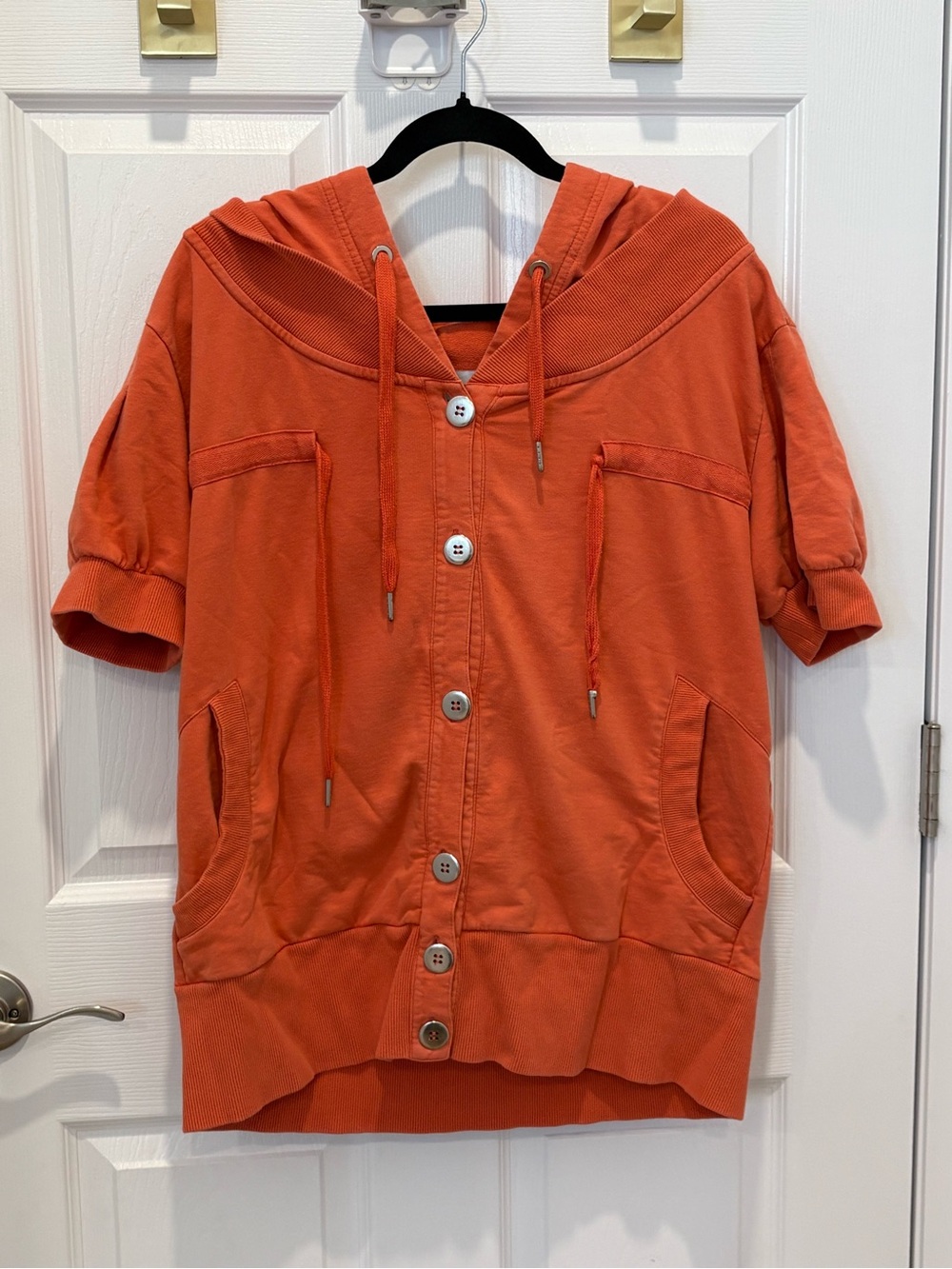 Stella McCartney x Adidas Casual Orange Hooded Button-Up Women's Jacket